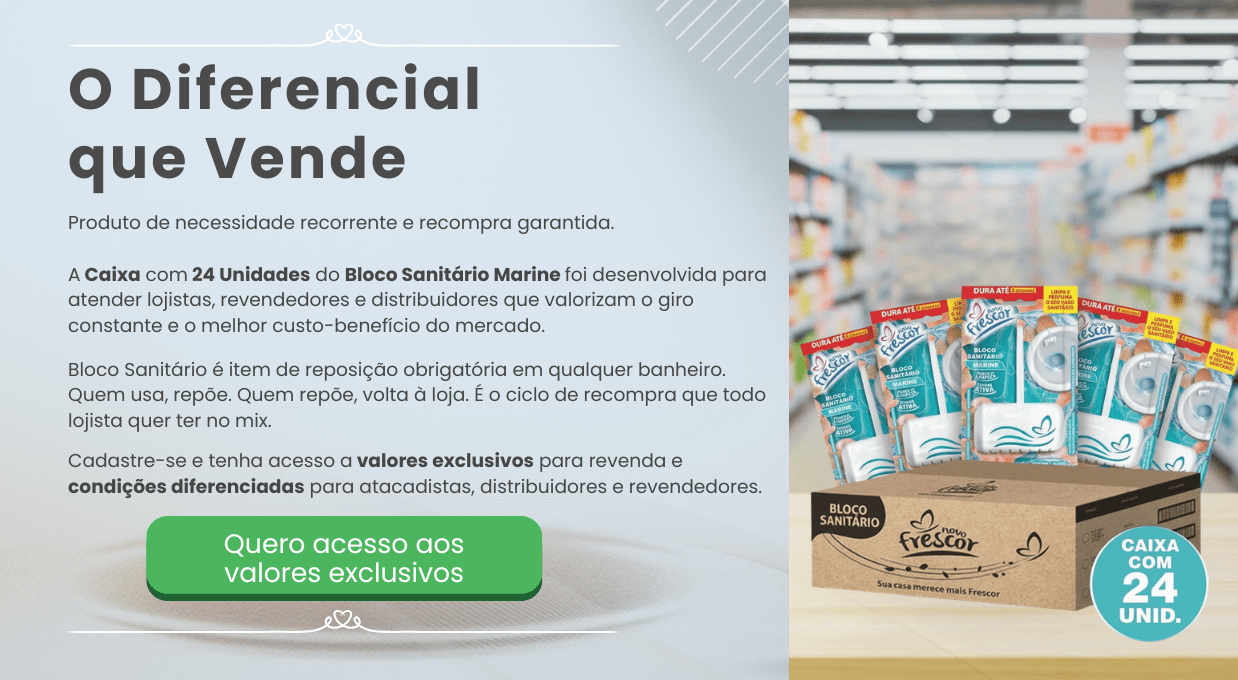 Caixa com 24 unidades do Bloco Sanitário Marine com cesto Novo Frescor para atacado