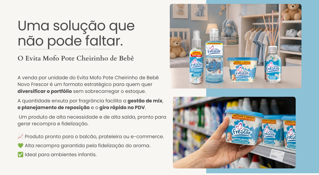 Evita Mofo Pote Cheirinho de Bebê 80g em unidade avulsa para diversificar mix do varejo
