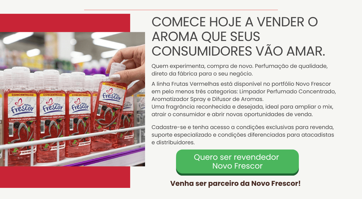 Linha completa Frutas Vermelhas Novo Frescor: Limpador, Aromatizador Spray e Difusor de Aromas