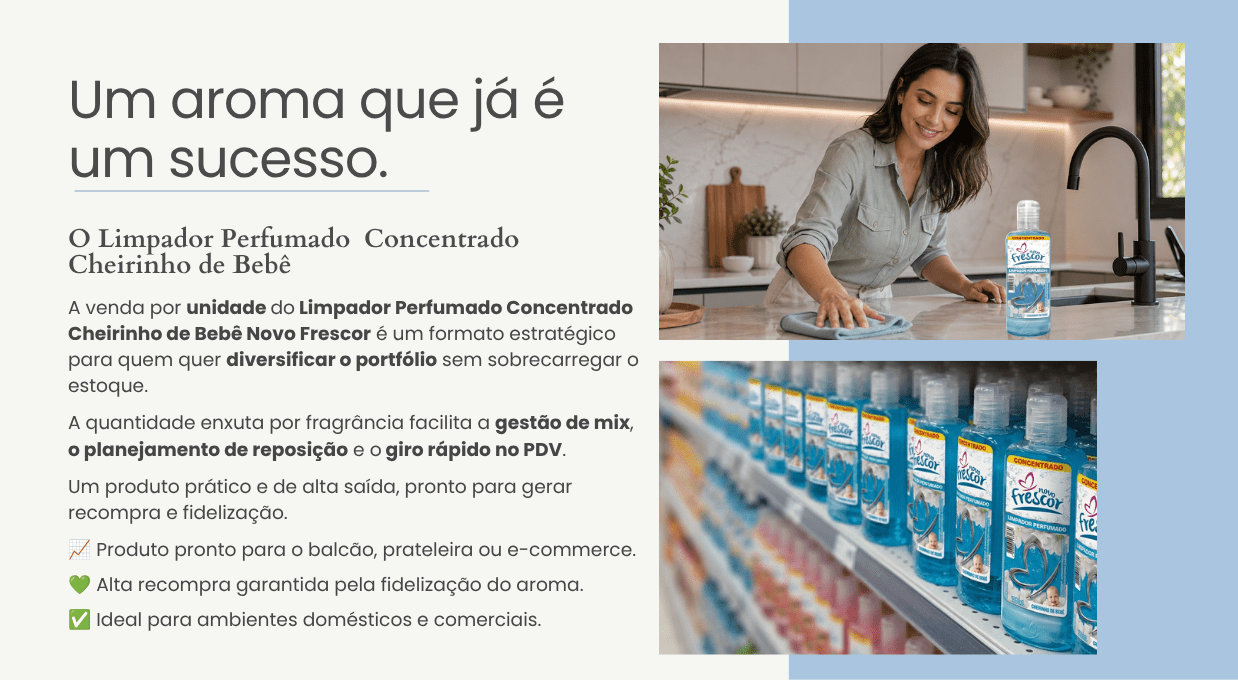 LimpadorPerfumadoConcentradoCheirinhodebêNovoFrescor120mlquato