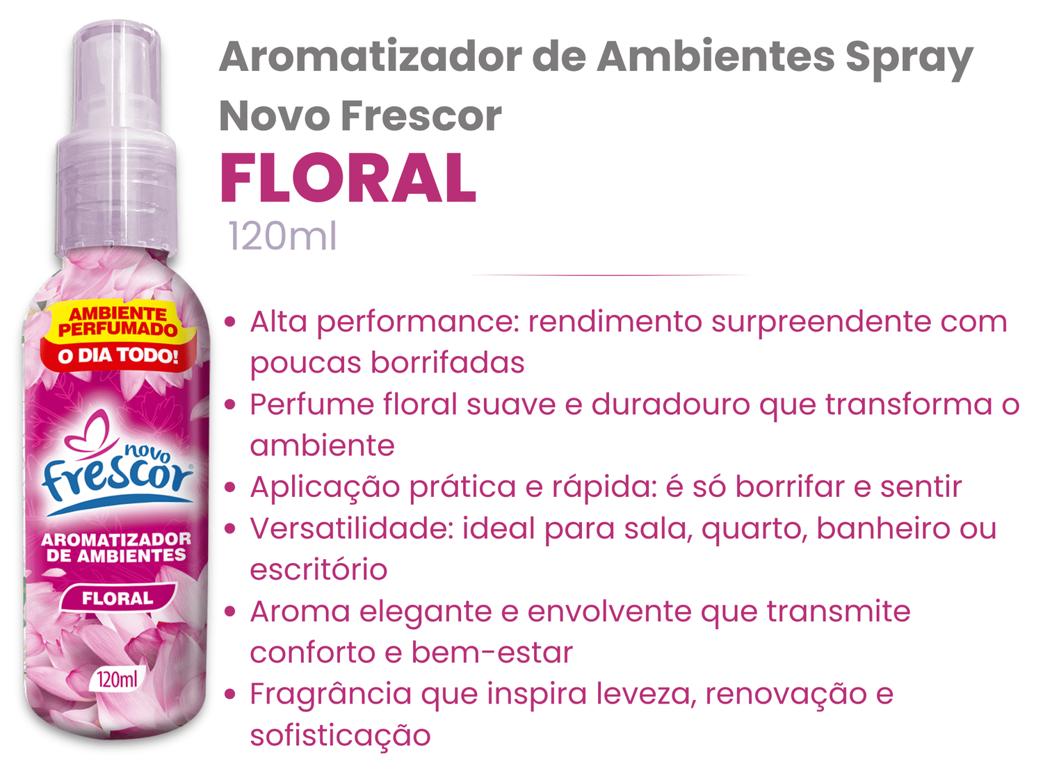 Aromatizador de Ambientes Spray Floral | Novo Frescor 120ml