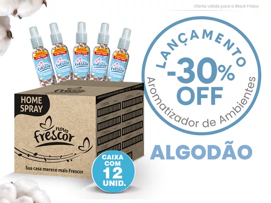 Aromatizador de Ambientes Spray Algodão | Caixa com 12 unidades 120ml