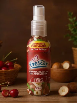 Aromatizador de Ambientes Spray Cereja & Avelã | Novo Frescor 120ml