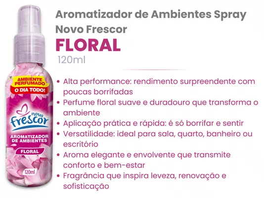 Aromatizador de Ambientes Spray Floral | Caixa com 12unidades |120ml