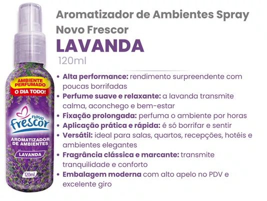 Aromatizador de Ambientes Spray Lavanda | Novo Frescor 120ml