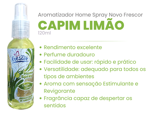 Aromatizador de Ambientes Spray Capim Limão | Novo Frescor 120ml