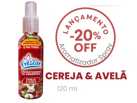 Aromatizador de Ambientes Spray Cereja & Avelã | Novo Frescor 120ml