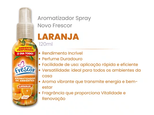 Aromatizador de Ambientes Spray Laranja | Caixa com 12 unidades | 120ml