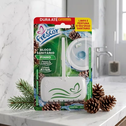 Bloco Sanitário Pinho Novo Frescor | 25g | Caixa com 24 Unidades