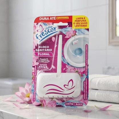 Bloco Sanitário Floral Novo Frescor | 25g | Caixa com 24 Unidades