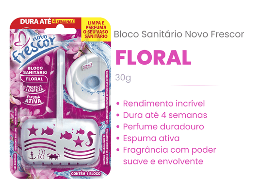 Bloco Sanitário Floral Novo Frescor - 30gramas - caixa com 24 unidades