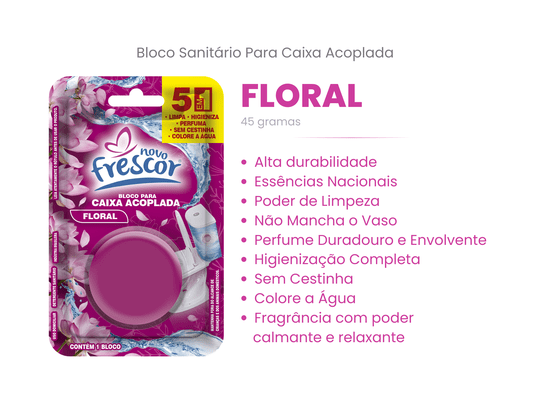 Bloco Sanitário para Caixa Acoplada Floral 45g caixa com 24un