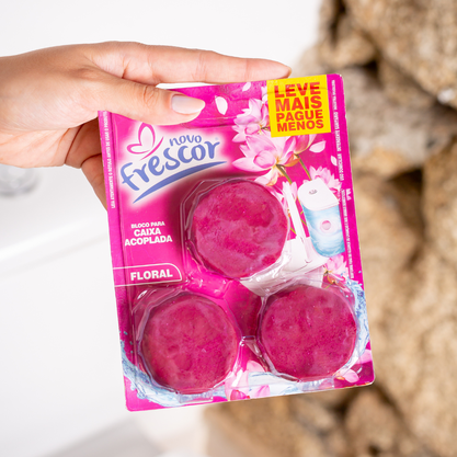 Bloco Sanitário Triplo para Caixa Acoplada Floral Novo Frescor - 45g