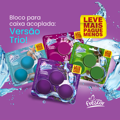 Bloco Sanitário Triplo para Caixa Acoplada Floral Novo Frescor - 45g