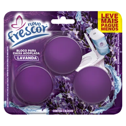 Bloco para Caixa Acoplada Triplo Lavanda Novo Frescor | 45g | Caixa com 24 unidades