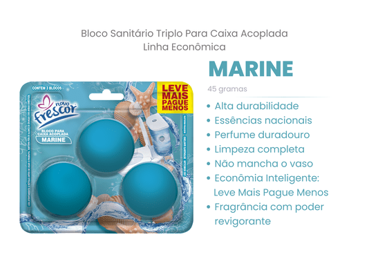 Bloco Sanitário Triplo para Caixa Acoplada Marine 45g caixa com 24x03