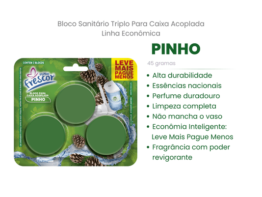 Bloco Sanitário Triplo para Caixa Acoplada Pinho 45g caixa com 24x03