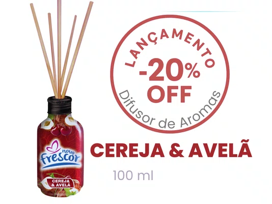 Difusor de Aromas Cereja & Avelã | Varetas | Novo Frescor | 100ml