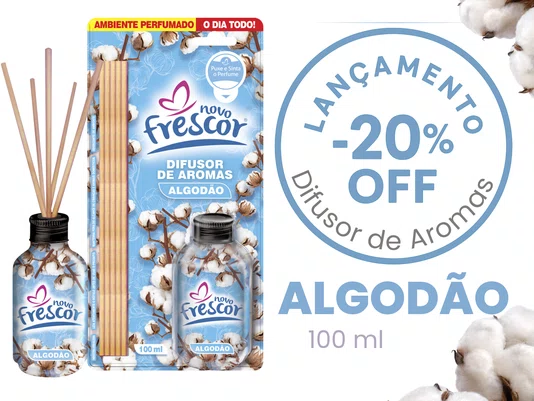 Difusor de Aromas Algodão | Varetas | Novo Frescor | 100ml Difusor de Aromas Algodão | Varetas | Novo Frescor | 100ml