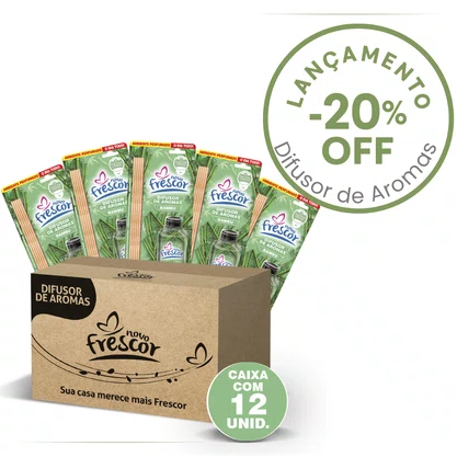 Difusor de Aromas Bambu | Caixa com 12 unidades | 100ml Novo Frescor