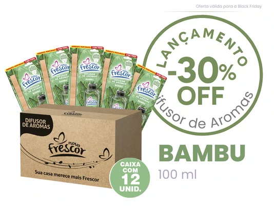 Difusor de Aromas Bambu | Caixa com 12 unidades | 100ml Novo Frescor