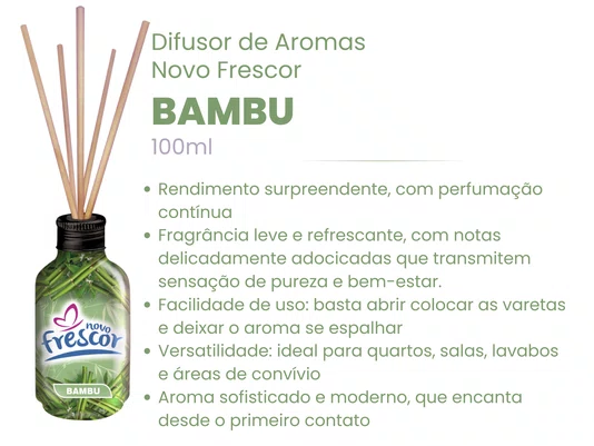 Difusor de Aromas Bambu | Varetas | Novo Frescor | 100ml