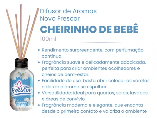 Difusor de Aromas Cheirinho de Bebê | Caixa com 12 unidades | 100ml