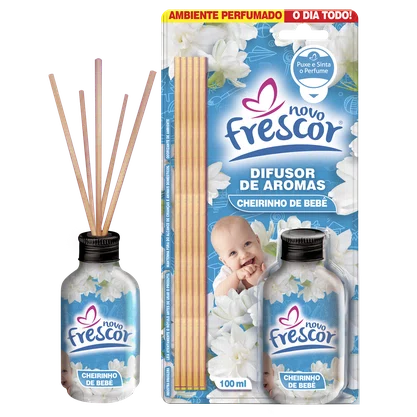 Difusor de Aromas Cheirinho de Bebê | Varetas | Novo Frescor | 100ml