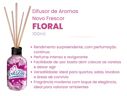 Difusor de Aromas Floral | Varetas | Novo Frescor | 100ml