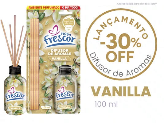 Difusor de Aromas Vanilla | Varetas | Novo Frescor | 100ml