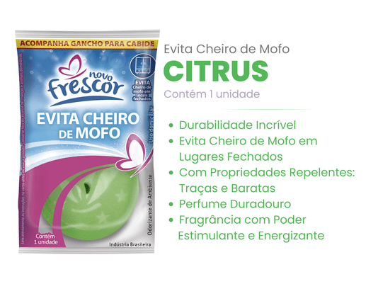Evita Cheiro de Mofo Citrus Novo Frescor - Contém 1 Pastilha