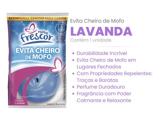 Evita Cheiro de Mofo Lavanda Novo Frescor - Contém 1 Pastilha