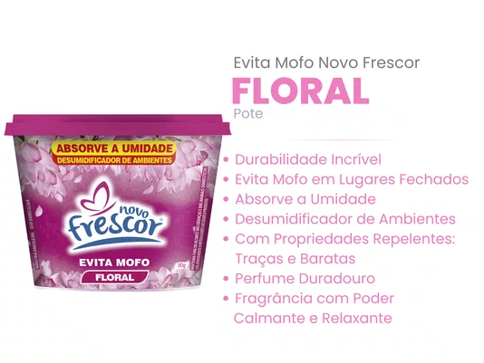 Evita Mofo Floral Novo Frescor - Pote 80g - Caixa com 12UN