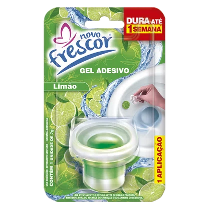 Gel Adesivo Sanitário Limão Novo Frescor | 1 Aplicação | Com Aplicador | 7g | Caixa com 48 Unidades