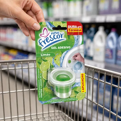 Gel Adesivo Sanitário Limão Novo Frescor | 1 Aplicação | Com Aplicador | 7g | Caixa com 48 Unidades