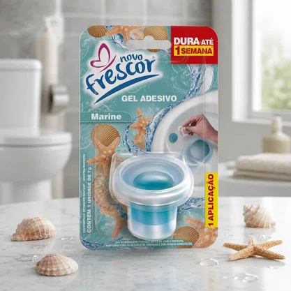 Gel Adesivo Sanitário Marine Novo Frescor | 1 Aplicação | Com Aplicador | 7g | Caixa com 48 Unidades