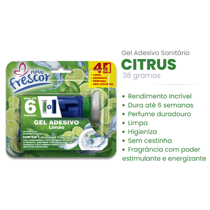 Gel Adesivo Sanitário Limão | Com Aplicador | 6 aplicações 38g | Caixa com 12un