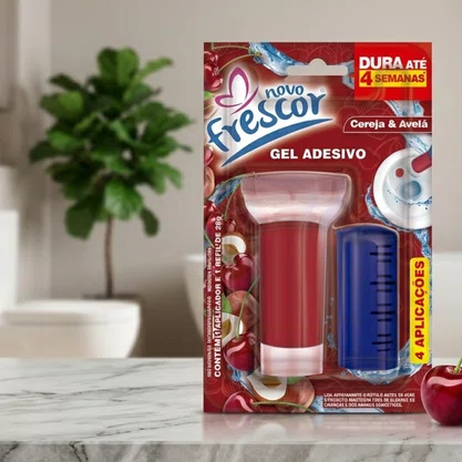 Gel Adesivo Sanitário Cereja & Avelã | 4 Aplicações | com Aplicador | 28g | Caixa com 12unidades