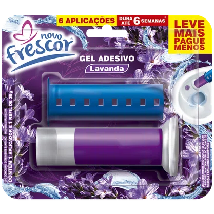 Gel Adesivo Sanitário Lavanda com Aplicador - Novo Frescor - 6 aplicações de 38g