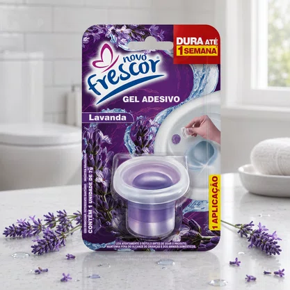 Gel Adesivo Sanitário Lavanda Novo Frescor | 1 aplicação | com Aplicador | 7g | Caixa com 48unidades