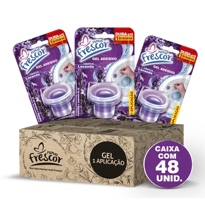 Gel Adesivo Sanitário Lavanda Novo Frescor | 1 aplicação | com Aplicador | 7g | Caixa com 48unidades
