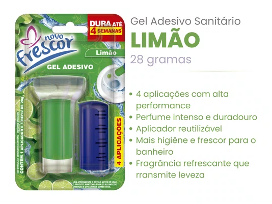 Gel Adesivo Sanitário Limão | 4 aplicações | com Aplicador | 28g | Caixa com 12unidades
