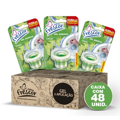 Gel Adesivo Sanitário Limão Novo Frescor | 1 Aplicação | Com Aplicador | 7g | Caixa com 48 Unidades