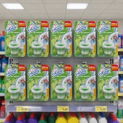 Gel Adesivo Sanitário Limão Novo Frescor | 1 Aplicação | Com Aplicador | 7g | Caixa com 48 Unidades