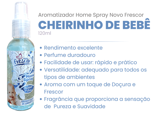Aromatizador de Ambientes Spray Cheirinho de Bebê | Novo Frescor 120ml