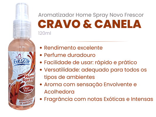 Aromatizador de Ambientes Spray Cravo & Canela | Caixa com 12 unidades 120ml