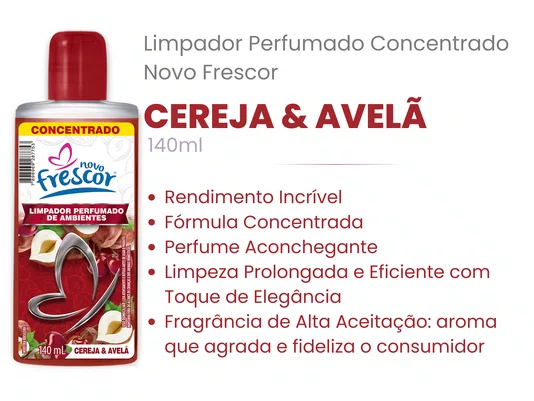 Limpador Perfumado Concentrado Cereja & Avelã | Caixa com 12 unidades | 140ml