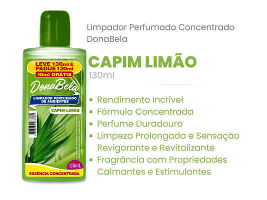 Limpador Perfumado Concentrado DonaBela Capim Limão 130ml cx c/12un