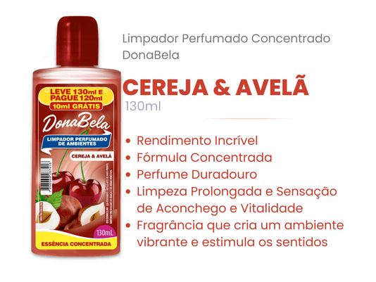 Limpador Perfumado Concentrado DonaBela Cereja & Avelã 130ml cx c/12un