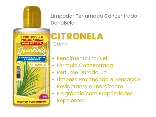 Limpador Perfumado Concentrado DonaBela Citronela 130ml cx c/12un